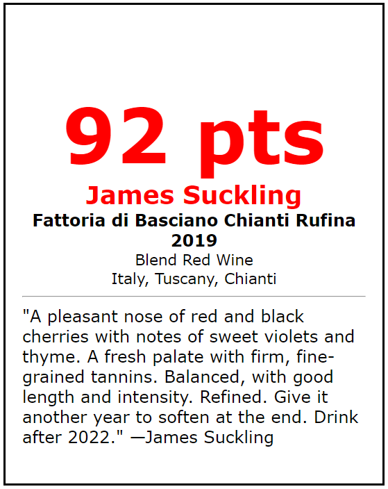 2019 Fattoria di Basciano Chianti Rufina-JS92 分